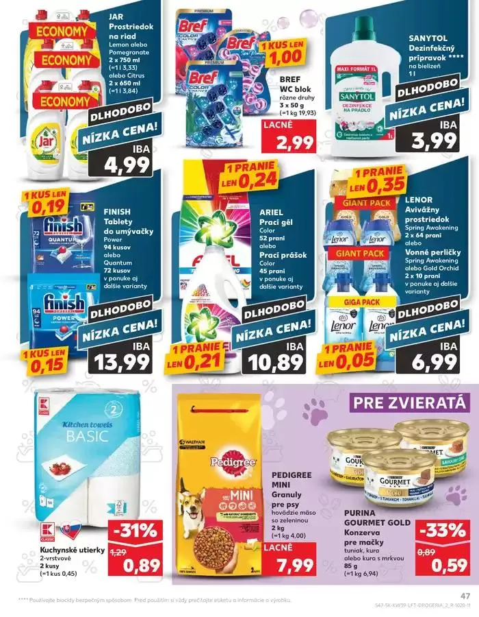 Leták: Naše najlepšie ponuky pre vás od 26. septembra do 2. októbra 2024 - Prehľad Stránky 47