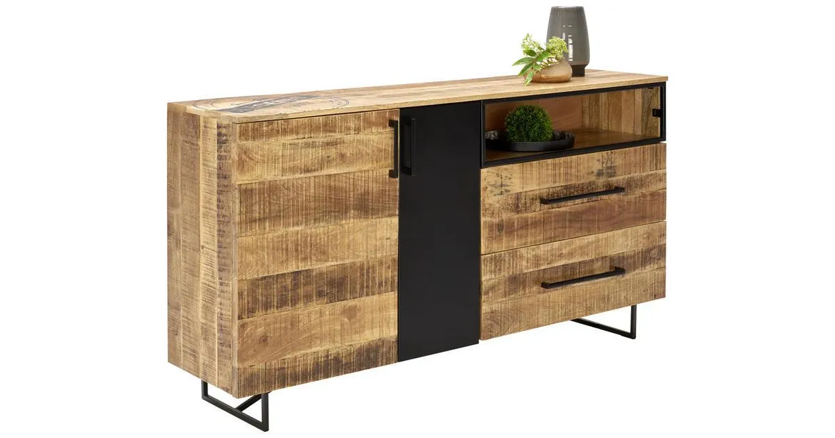 Ambia Home ŠIROKÁ KOMODA, mangové drevo, prírodné farby, čierna, 160/84/37 cm Kúp online ➤ XXXLutz.sk