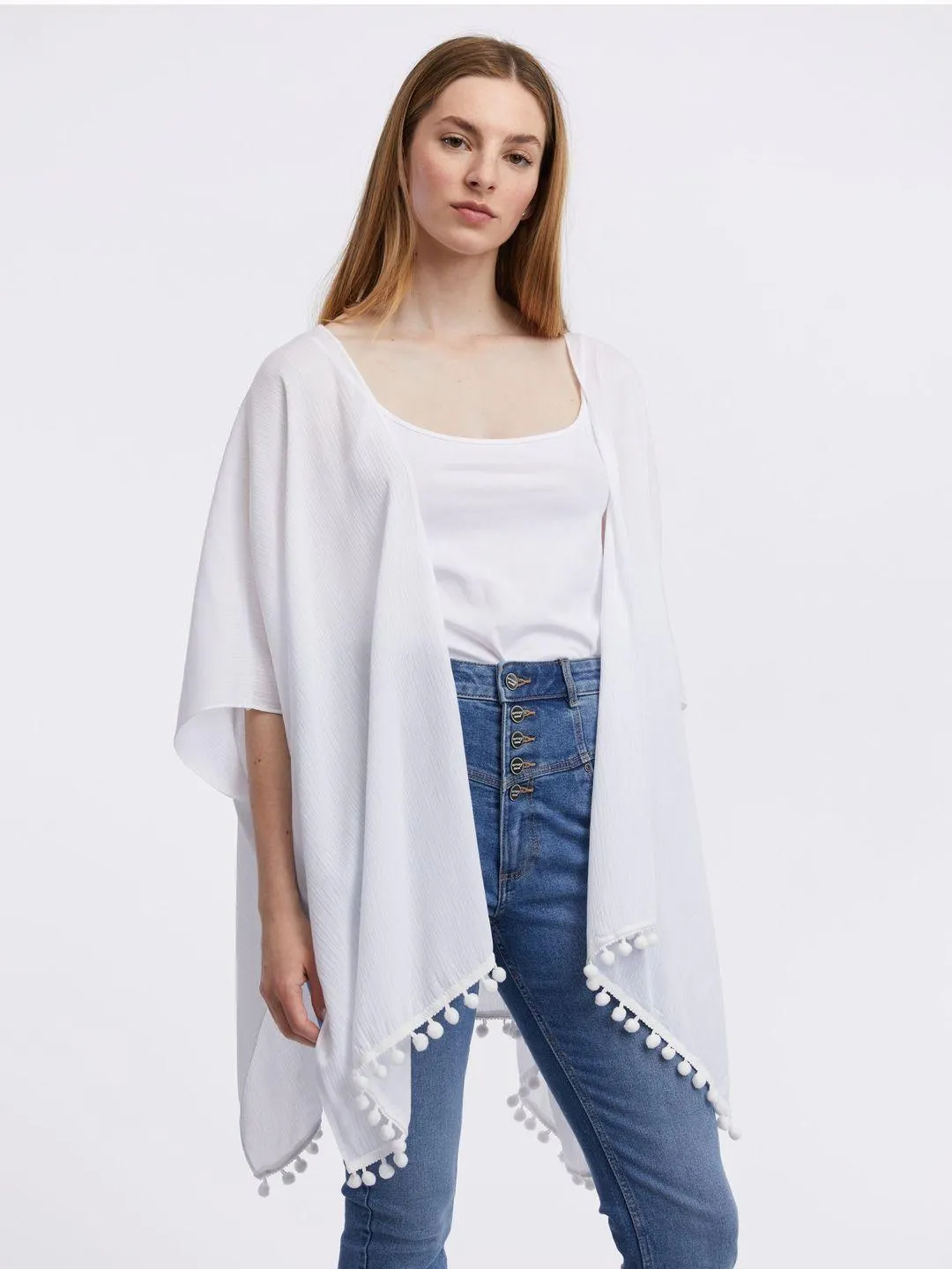 Biely dámsky prehoz s krajkou ORSAY