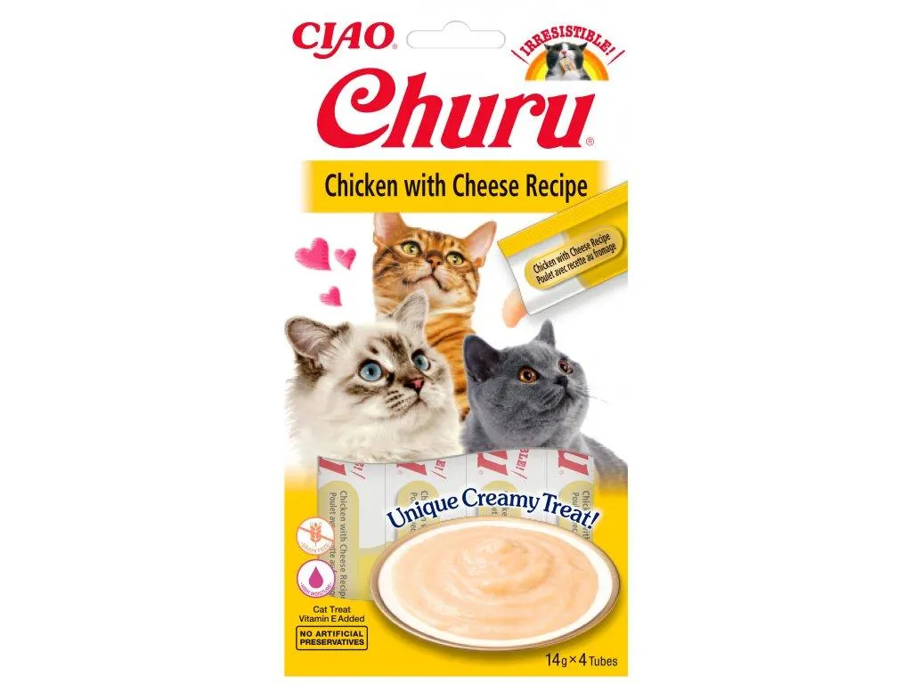 Churu cat mäsové pyré - kura, syr 56g