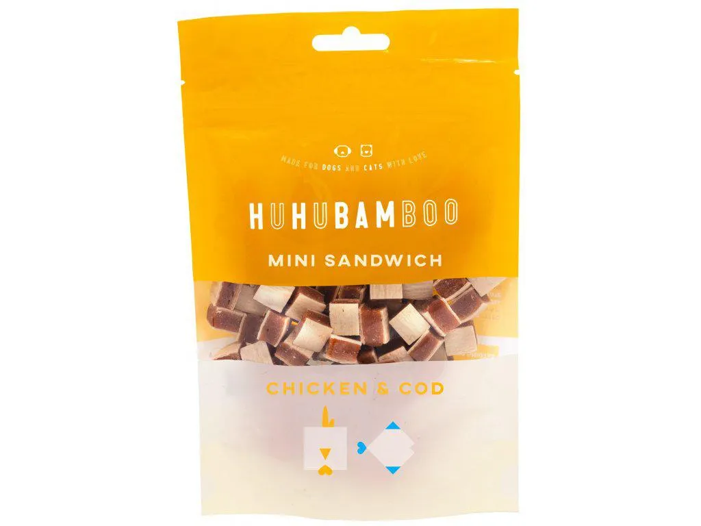 Huhubamboo kurací mini sendvič s treskou 75g