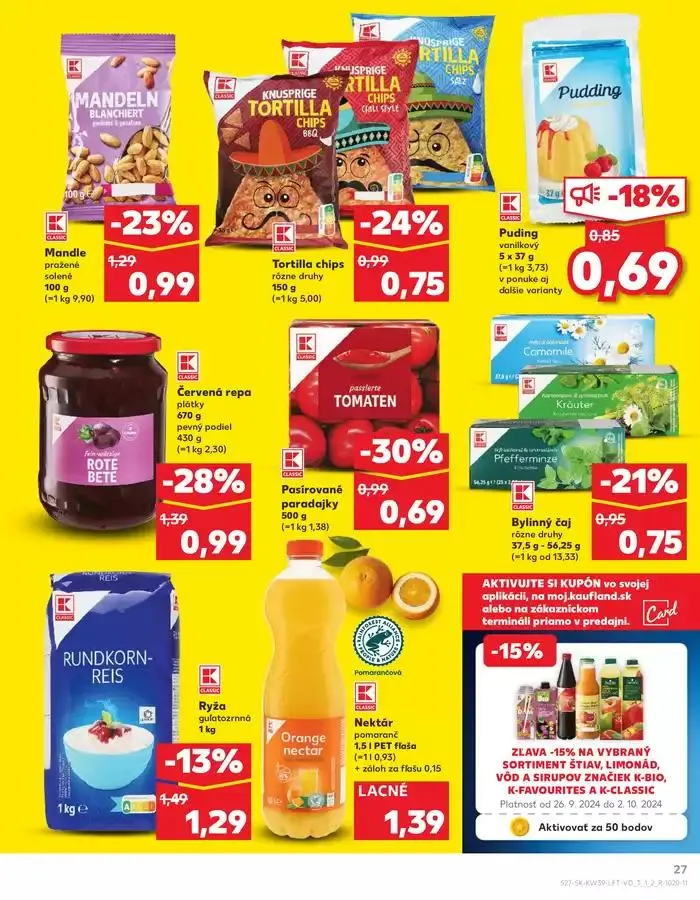 Leták: Naše najlepšie ponuky pre vás od 26. septembra do 2. októbra 2024 - Prehľad Stránky 27