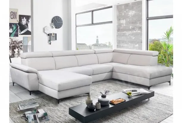 Sedacia súprava Braga 3A, svetlo šedá látka, tvar ľavej U