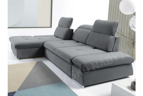 Rohová sedacia súprava Focus, oceľovo šedá látka, ľavý roh