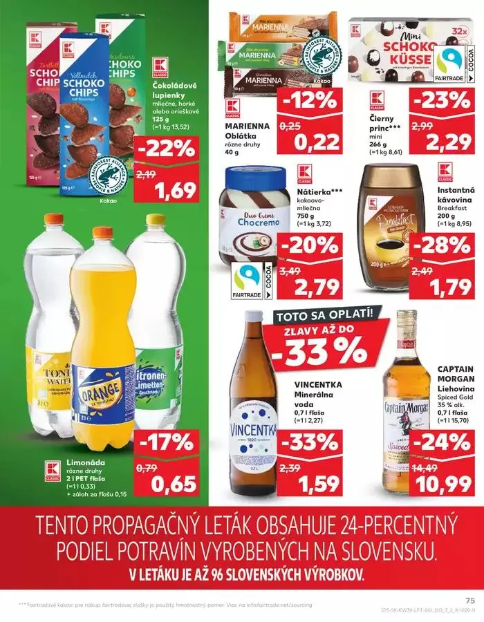 Leták: Naše najlepšie ponuky pre vás od 26. septembra do 2. októbra 2024 - Prehľad Stránky 75