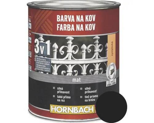 Farba na kov 3v1 HORNBACH 250 ml čierna matná
