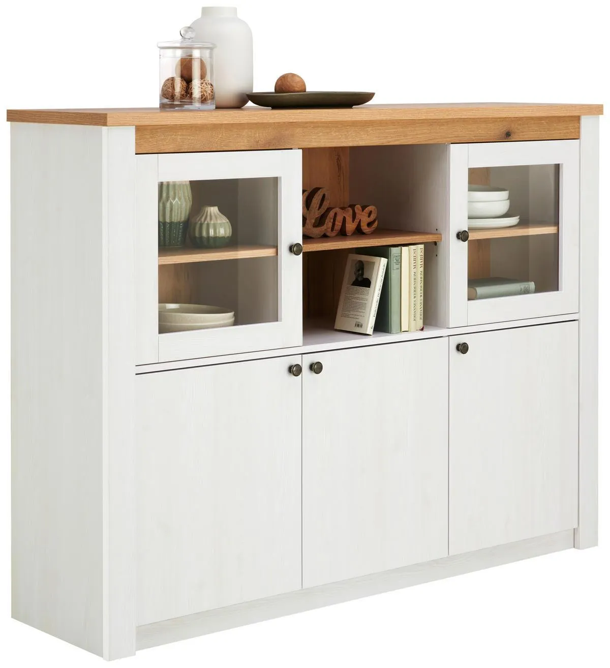 Landscape VITRÍNA, biela, farby smrekovca, 155/118/42 cm