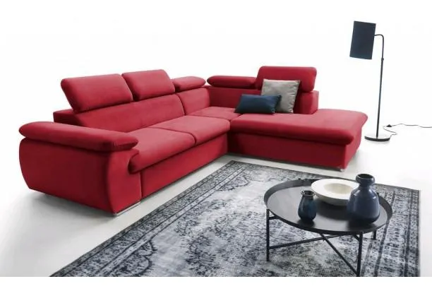 Rohová sedacia súprava Viera, červená látka, pravý roh