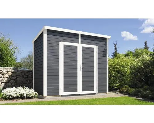 Drevený záhradný domček Bertilo Timmo 2 antracit 244x121 cm vr. podlahy