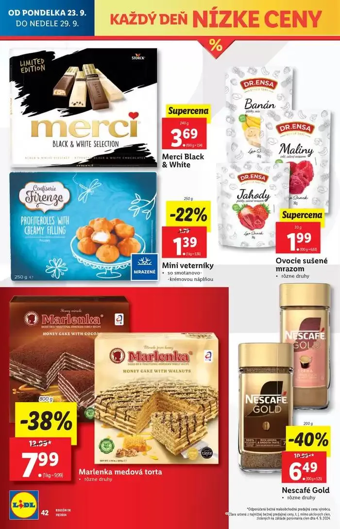 Leták: Platný od pondelka 23. 09. 2024 od 23. septembra do 29. septembra 2024 - Prehľad Stránky 50
