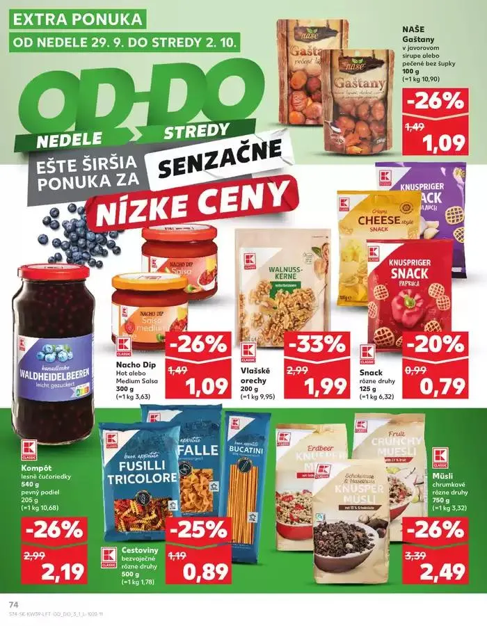 Leták: Naše najlepšie ponuky pre vás od 26. septembra do 2. októbra 2024 - Prehľad Stránky 74