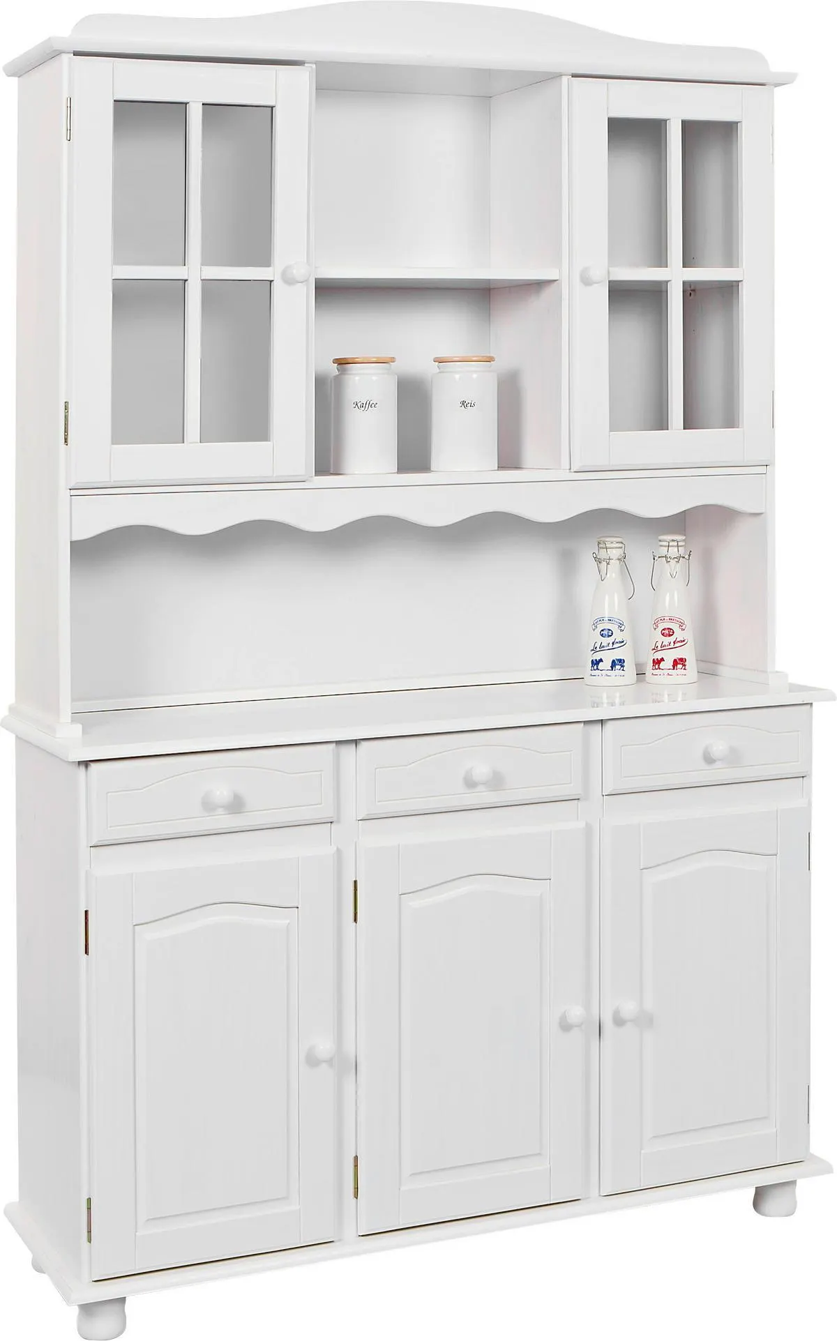 PRÍBORNÍK S VITRÍNOU, borovica, biela, 130/198/43 cm