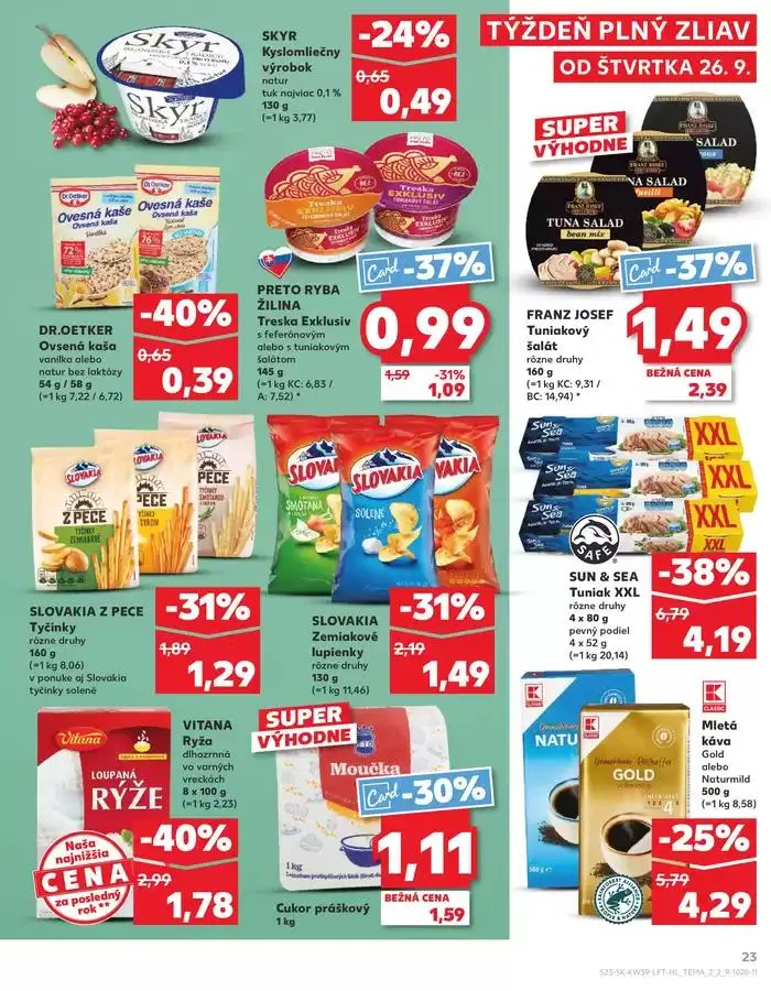 Leták: Naše najlepšie ponuky pre vás od 26. septembra do 2. októbra 2024 - Prehľad Stránky 23