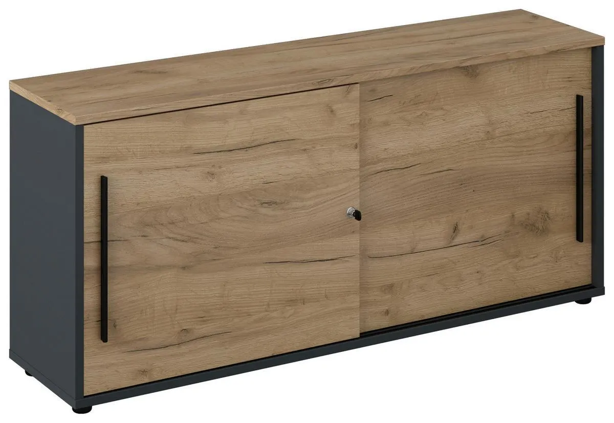 KOMODA, antracitová, dub artisan, 160/73,8/40 cm