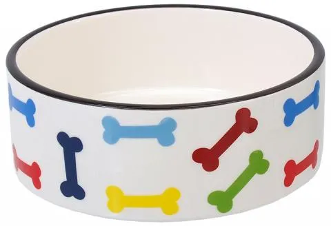 DF miska keramická potlačená farebné kosti biela 15,5x 6 cm 0,79 l