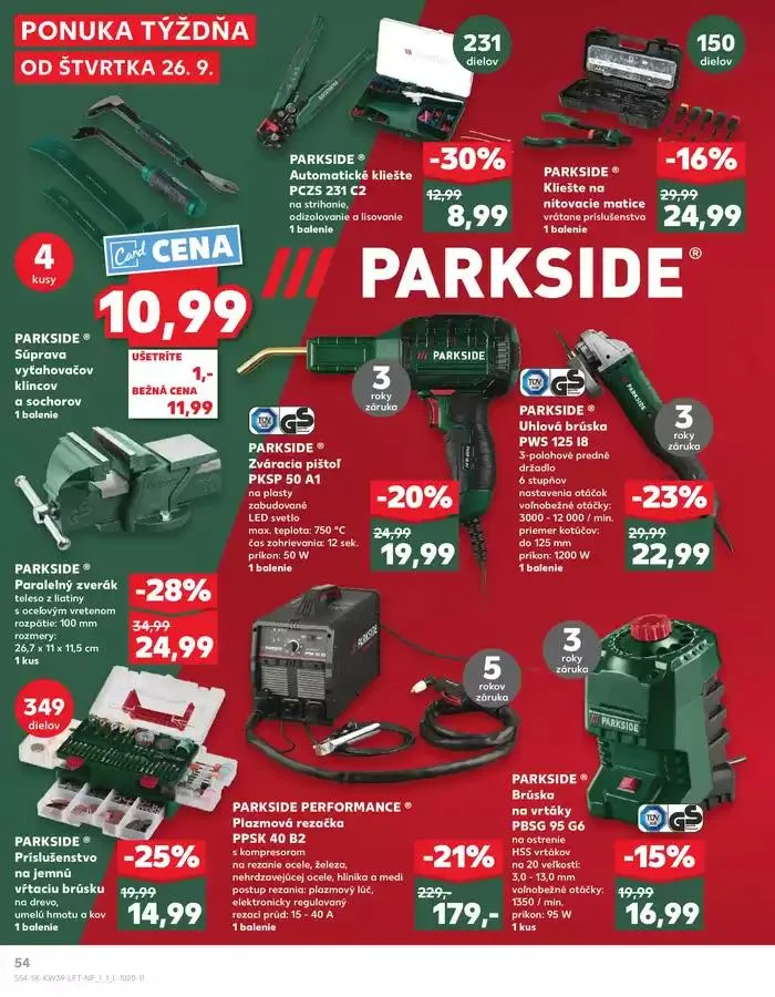 Leták: Naše najlepšie ponuky pre vás od 26. septembra do 2. októbra 2024 - Prehľad Stránky 54