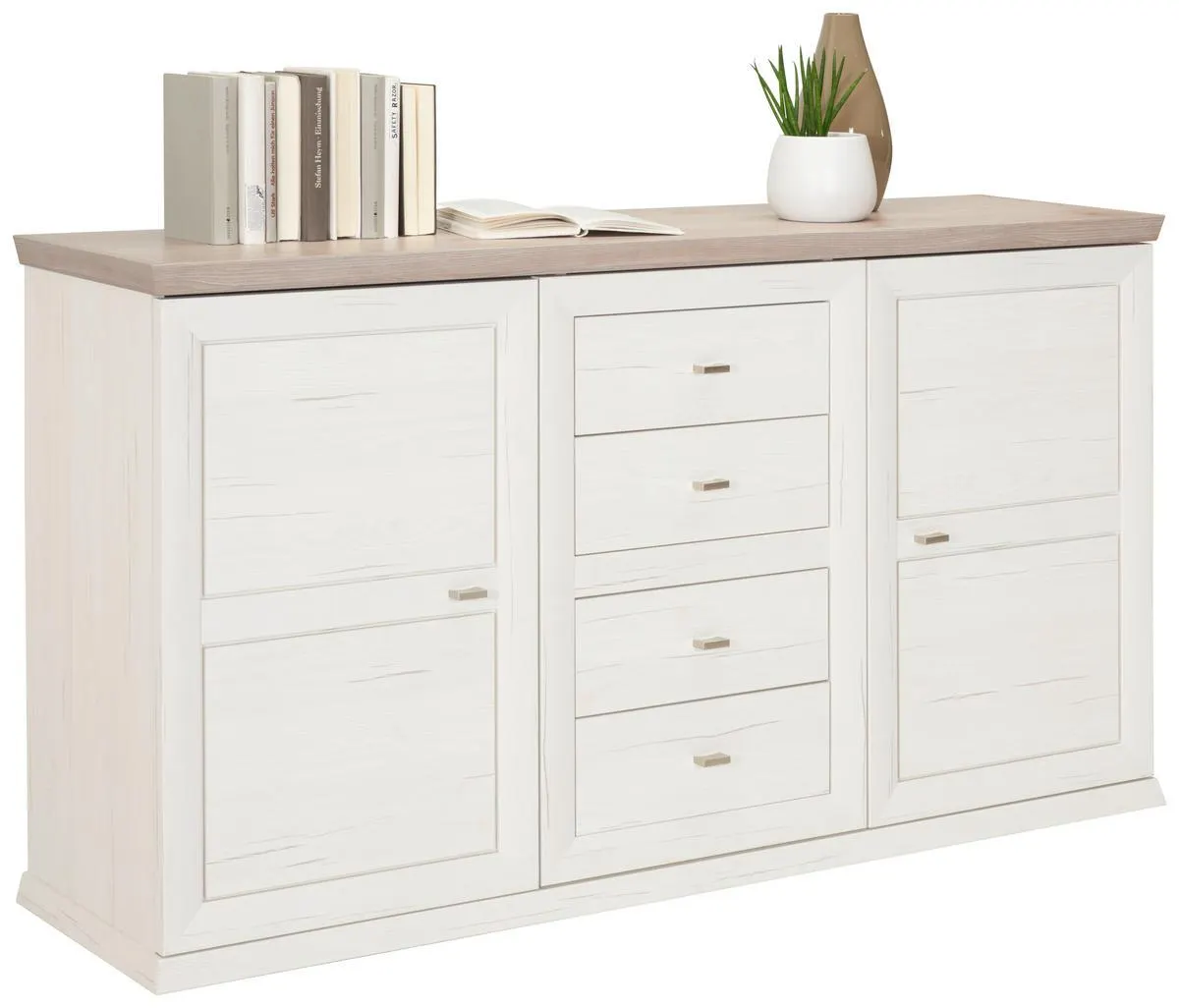 ŠIROKÁ KOMODA, sivá, biela, 160/89/43 cm