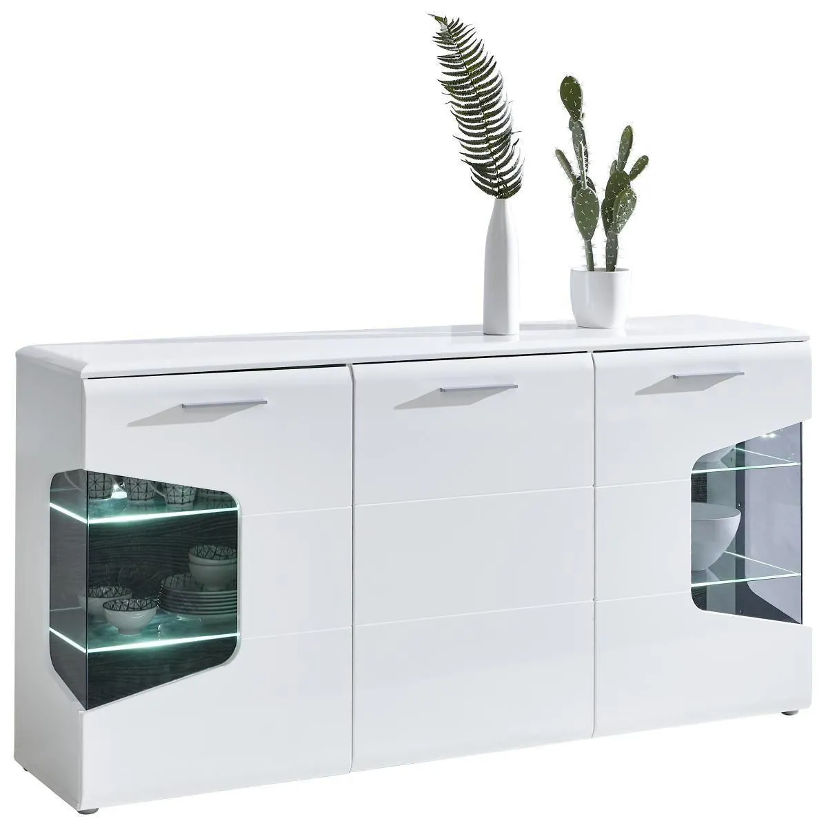 KOMODA, biela, farby duba, biela s vysokým leskom, 180/89/41 cm