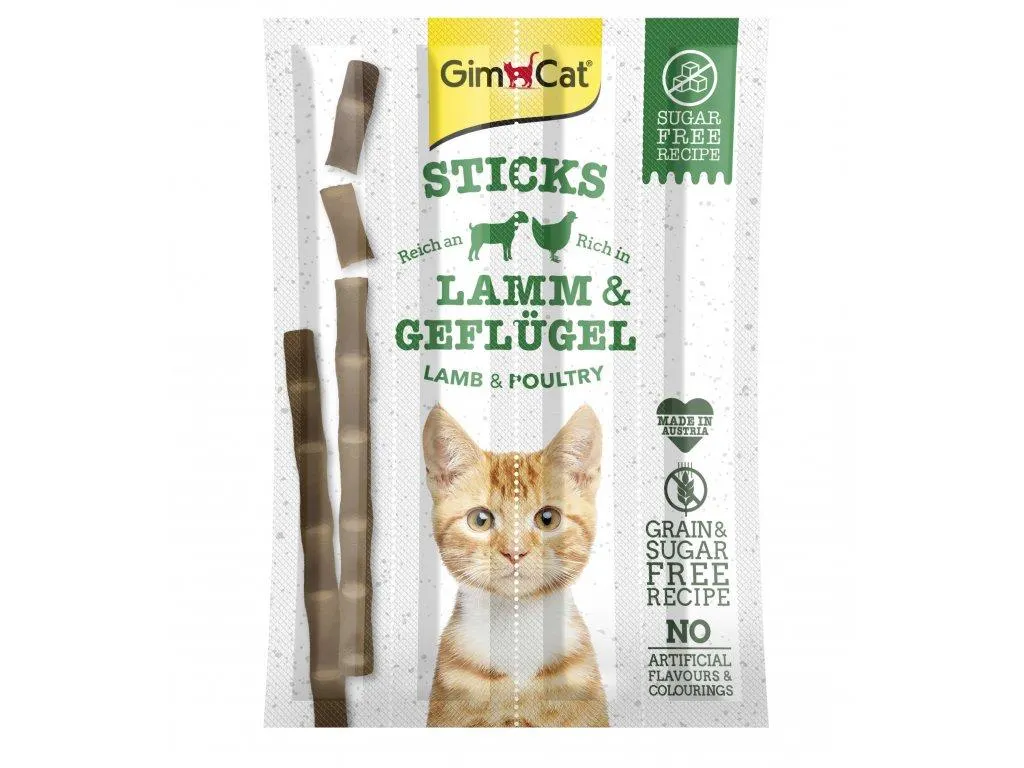 GIMCAT STICKS jahňacie + hydina 4 ks