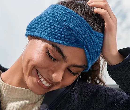 Pletená čelenka, modrá