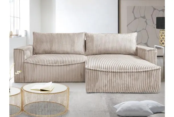 Rohová sedacia súprava Lilly, béžová štruktúrovaná látka