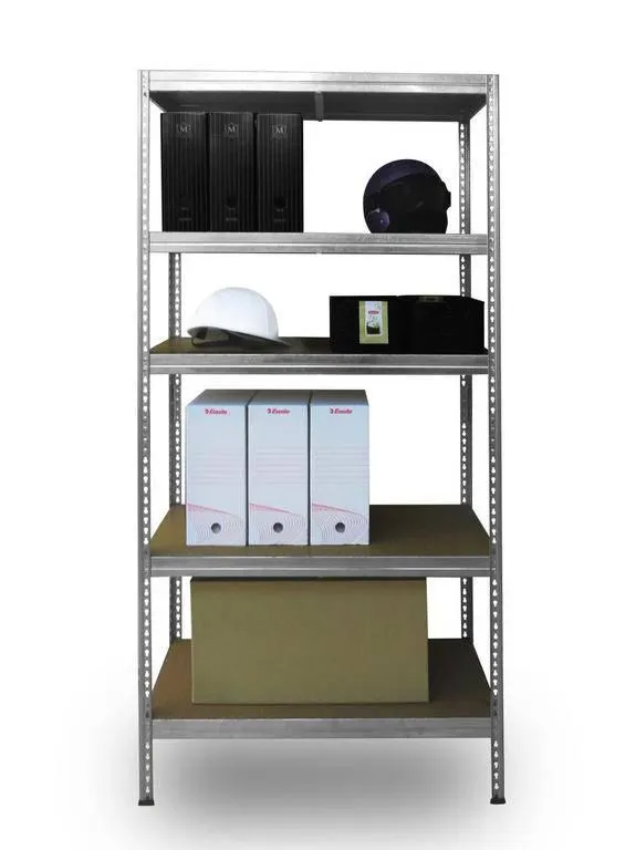 Regál kovový, pozinkovaný, 5 drevených políc, rozmery 180x90x40cm