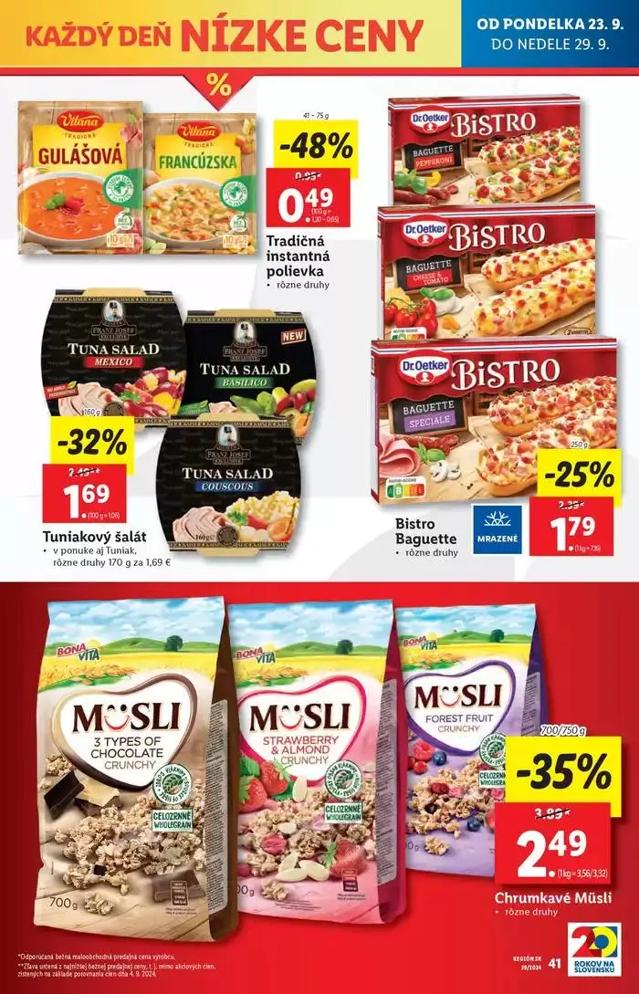 Leták: Platný od pondelka 23. 09. 2024 od 23. septembra do 29. septembra 2024 - Prehľad Stránky 49