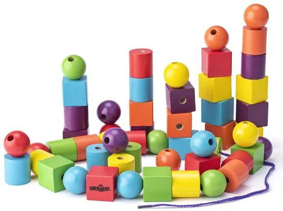 Woody 90194 Drevené maxi koráliky, 60 dielov