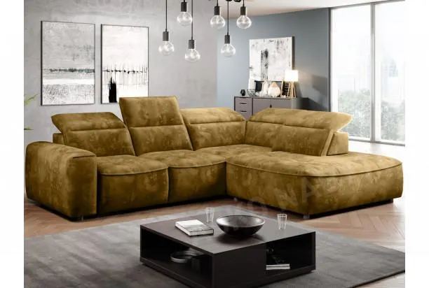 Rohová sedacia súprava Colombo, žltá látka, pravý roh