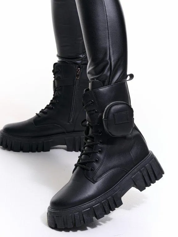 Zateplené kotníkové kozačky s odnímatelnou boční kapsou