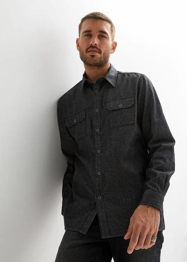 Cămaşă de blugi cu mâneci lungi