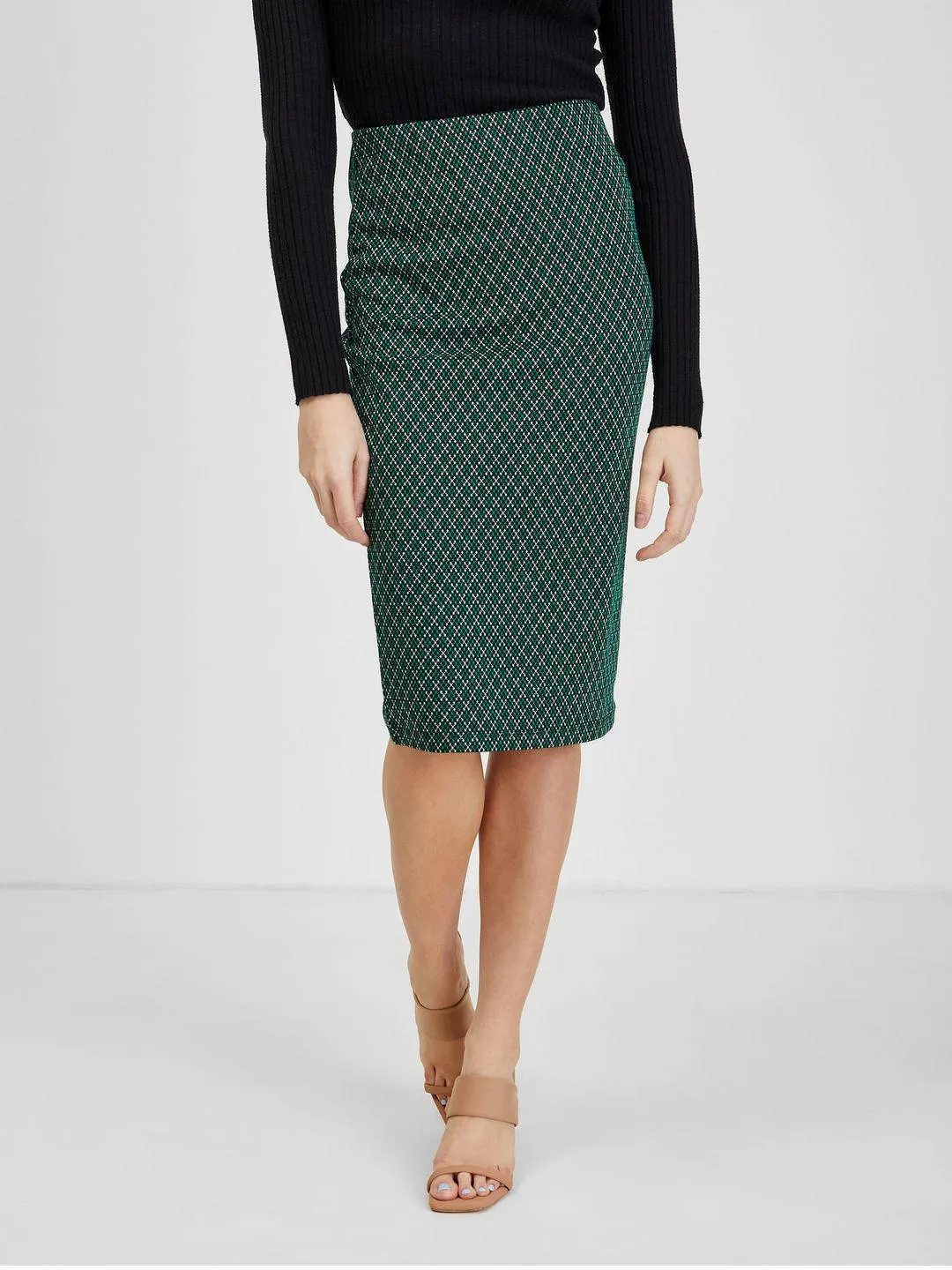 Tmavozelená dámska vzorovaná sukňa ORSAY