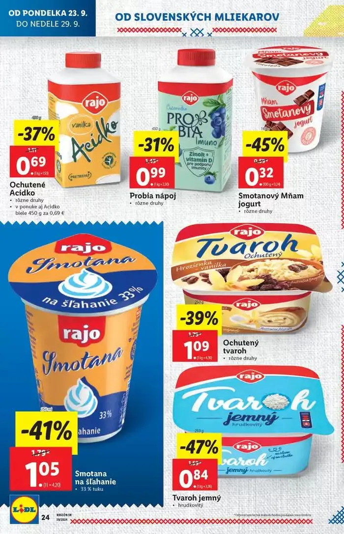Leták: Platný od pondelka 23. 09. 2024 od 23. septembra do 29. septembra 2024 - Prehľad Stránky 32