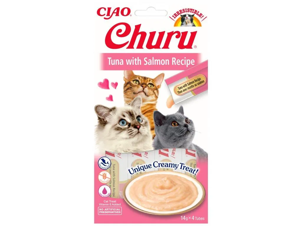 Churu cat mäsové pyré - tuniak, losos 56g