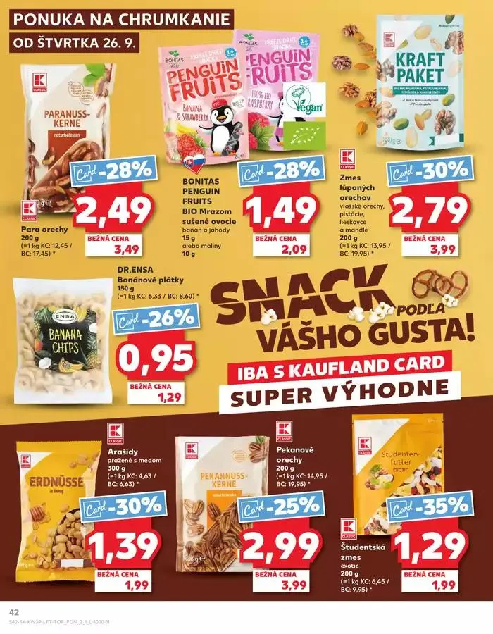 Leták: Naše najlepšie ponuky pre vás od 26. septembra do 2. októbra 2024 - Prehľad Stránky 42