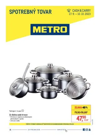 Leták: Metro leták - Spotrebný tovar od 27. septembra do 10. októbra 2023 - Prehľad Stránky 1