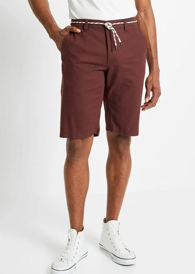 Chino bermudy z ľanu a šnurovaním, regular Fit