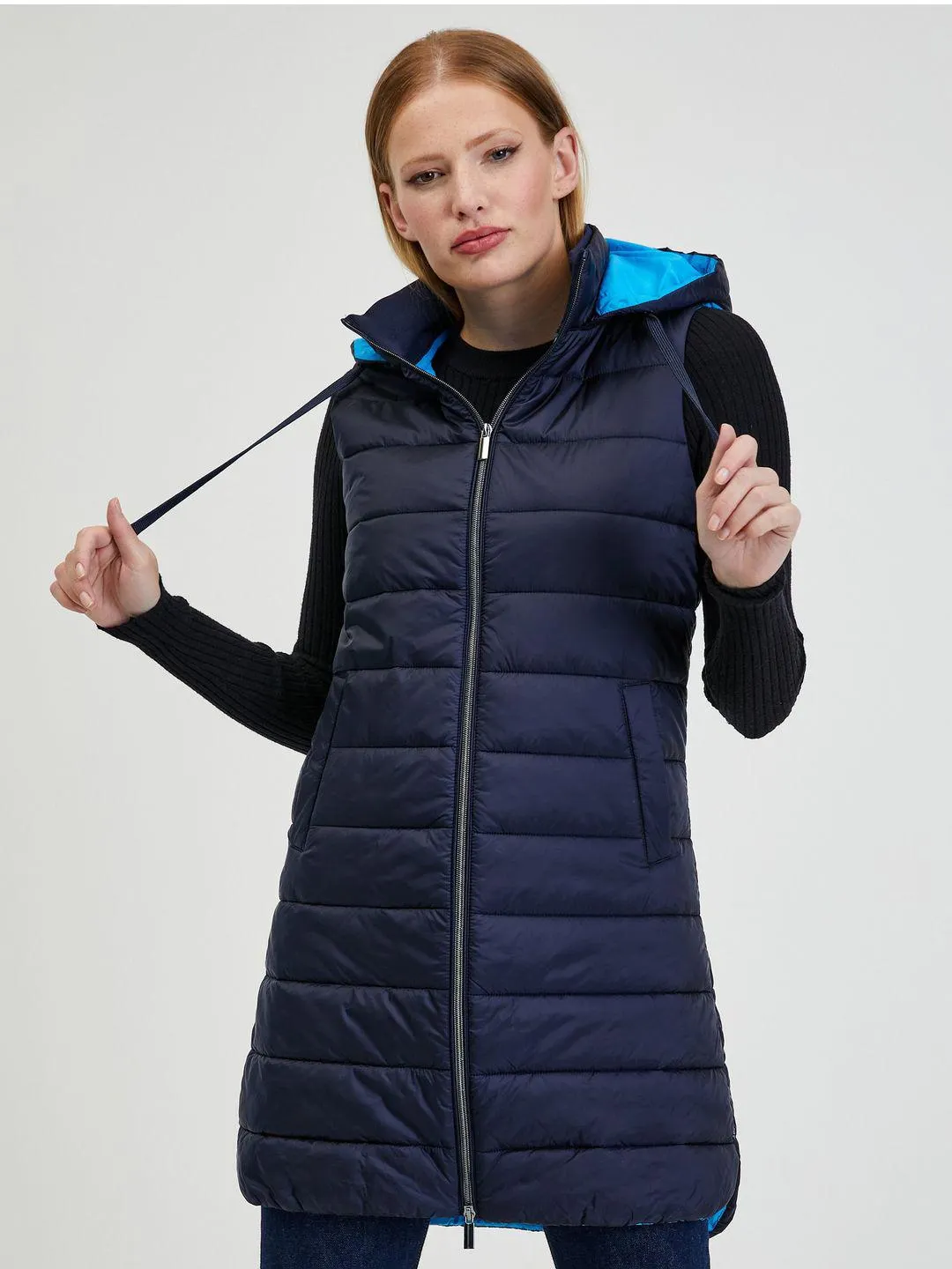 Tmavomodrá dámska prešívaná bunda ORSAY