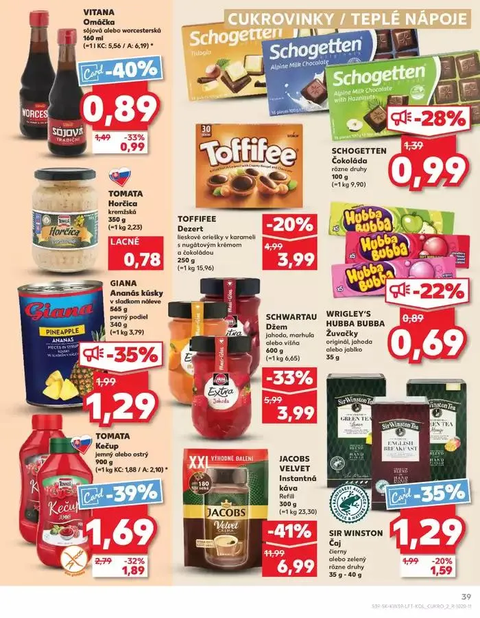 Leták: Naše najlepšie ponuky pre vás od 26. septembra do 2. októbra 2024 - Prehľad Stránky 39