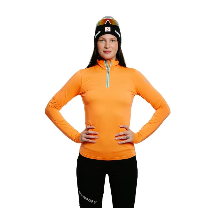 Hőszigetelt női póló hosszú ujjal EVERETT-TEECA ZIP peach melange