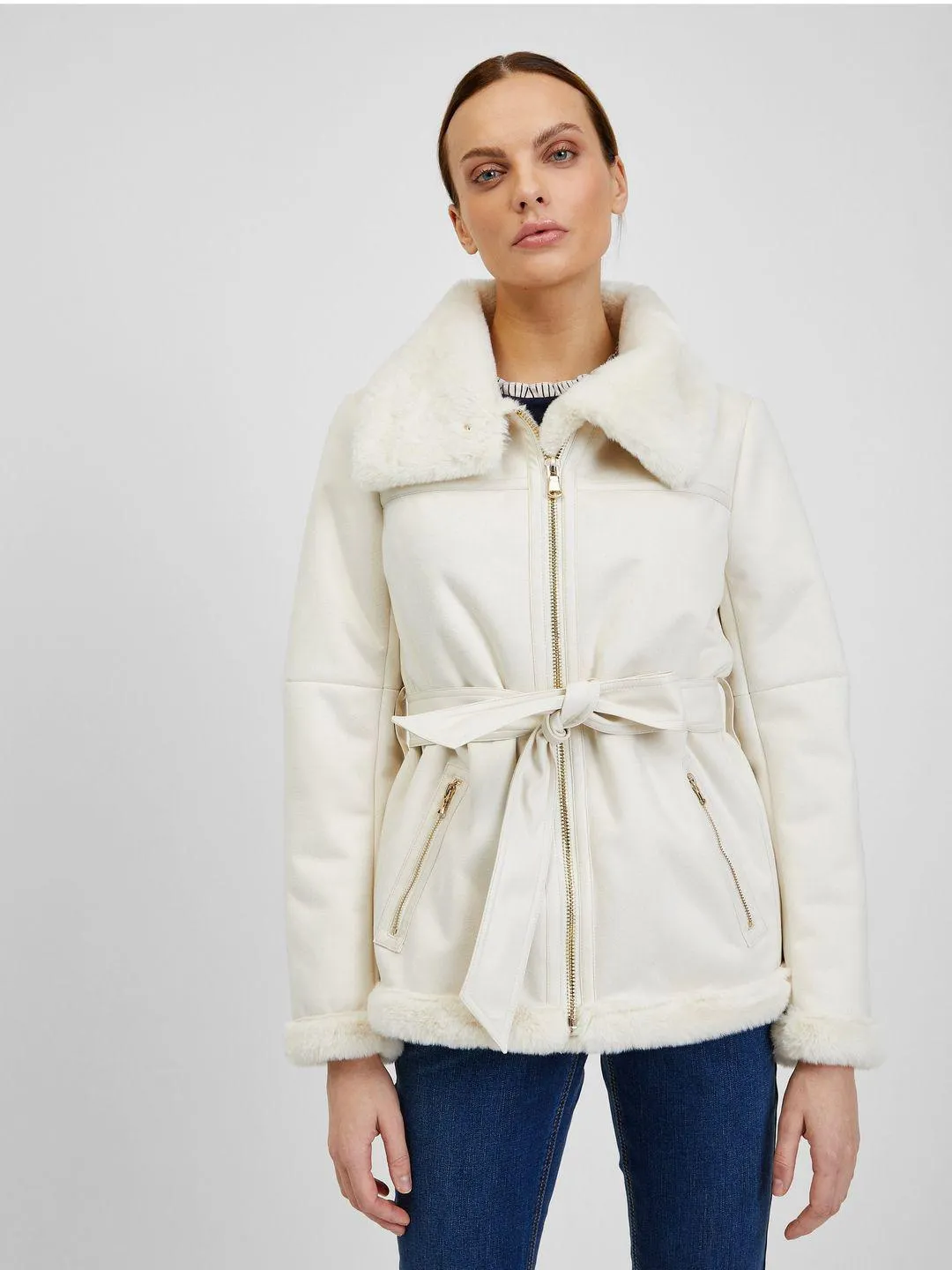 Krémová semišová dámska bunda ORSAY