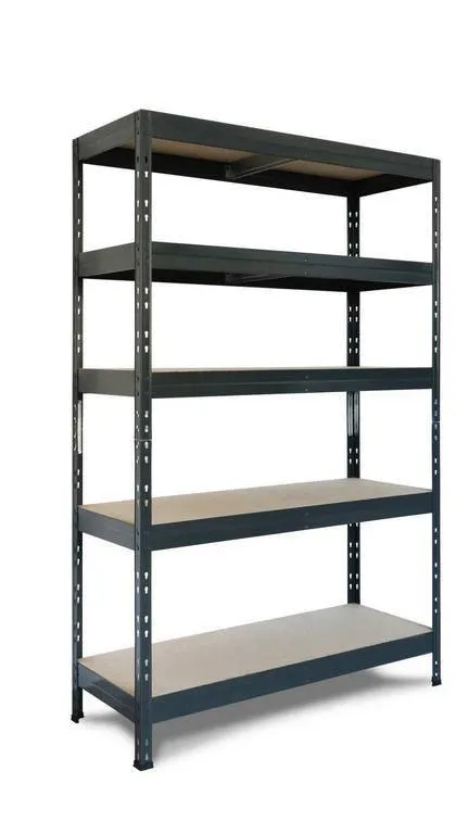 Regál kovový s drevotrieskou, 5 políc, bezskrutkový