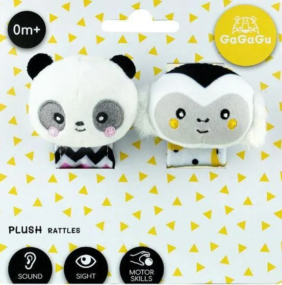 TM Toys GAGAGU 9784 Plyšová hrkálka Opica a panda