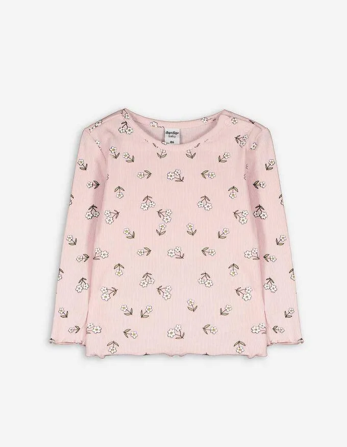 Tričko s dlhými rukávmi - Jemný rebrovaný úplet