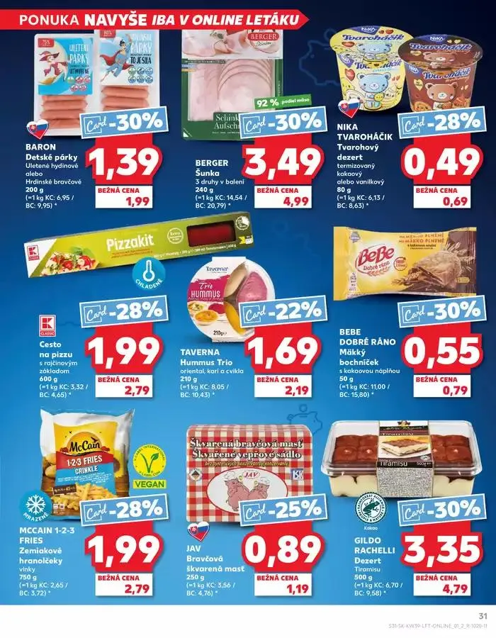 Leták: Naše najlepšie ponuky pre vás od 26. septembra do 2. októbra 2024 - Prehľad Stránky 31