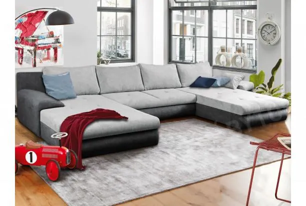 Sedacia súprava Bono Maxi, tvar U, svetlo sivá / tmavo šedá látka