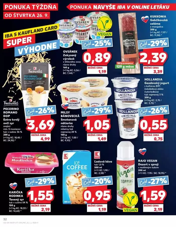 Leták: Naše najlepšie ponuky pre vás od 26. septembra do 2. októbra 2024 - Prehľad Stránky 32