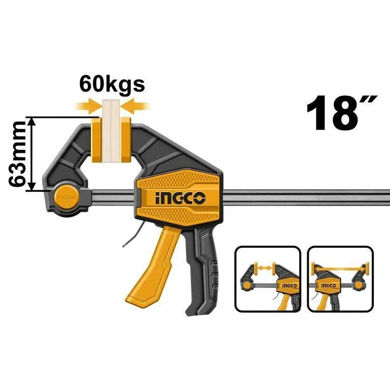 Svorka stolárska, rýchloupínacia, 63x450mm, INGCO