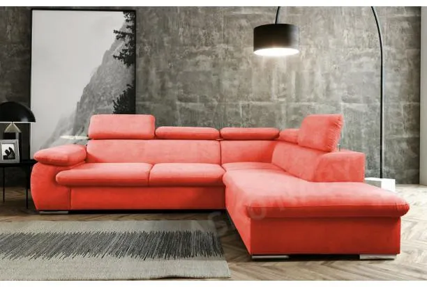 Rohová sedacia súprava Viera, oranžová látka, pravý roh