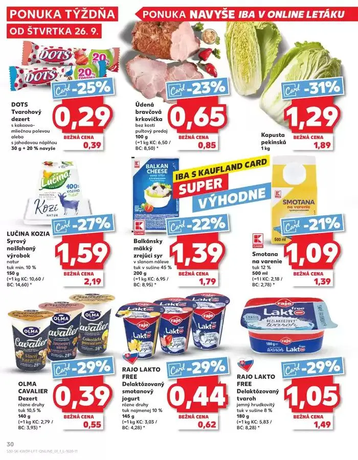 Leták: Naše najlepšie ponuky pre vás od 26. septembra do 2. októbra 2024 - Prehľad Stránky 30